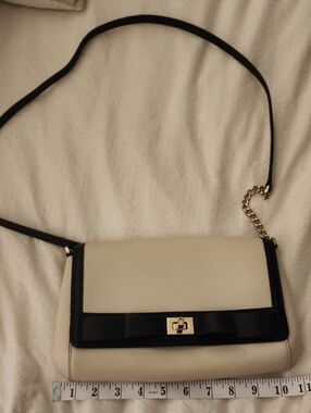 Kate Spade Cream and Black Crossbody Bag with Gold Hardware